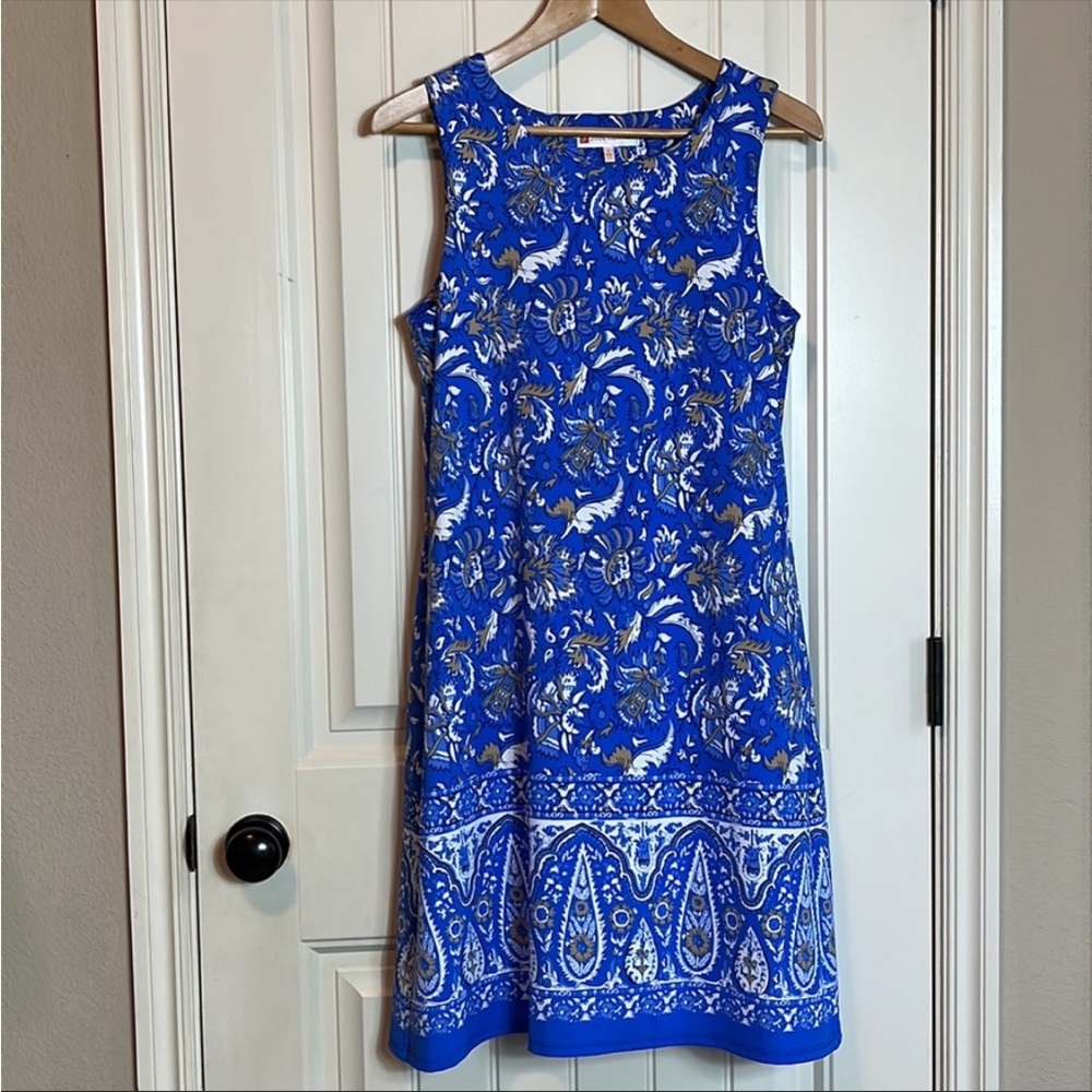 Jude Connally Dress Batik Floral Print Catalina
Sleeveless Blue Sz L